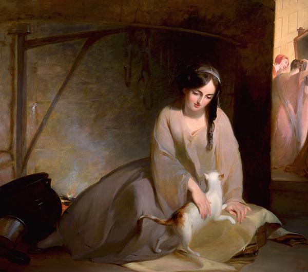 Thomas Sully Cinderella at the Kitchen Fire Sweden oil painting art